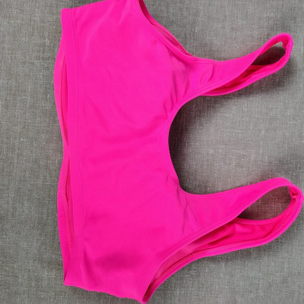 Forever 21 Womens 0X LA Gear Sports Bra Neon Pink Yellow Logo Retro Barbiecore